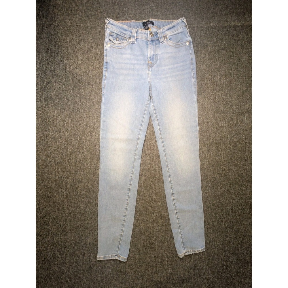 True Religion Halle High Rise Super Skinny Jeans Blue Light Wash Pants Size 26